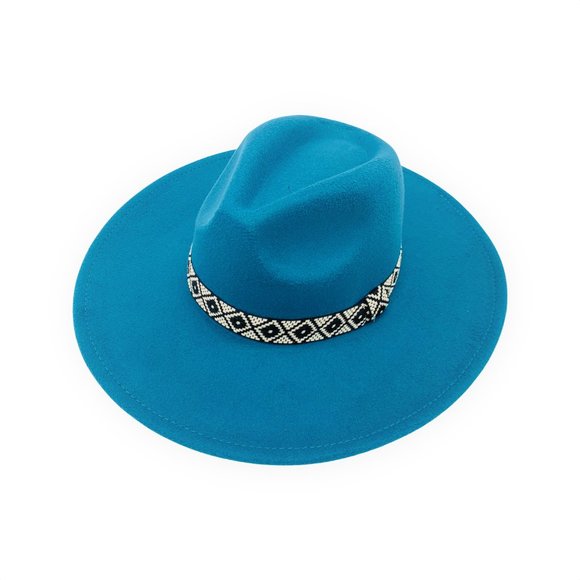 Accessories - ELORA- AQUA FEDORA HAT